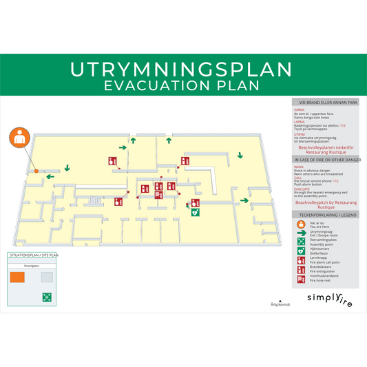 Utrymningsplan 2D / 3D, A3, 1:a per våningsplan