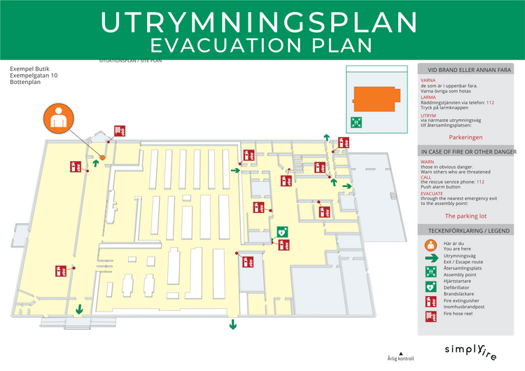 Utrymningsplan 2D / 3D, A3, kopia / vridning