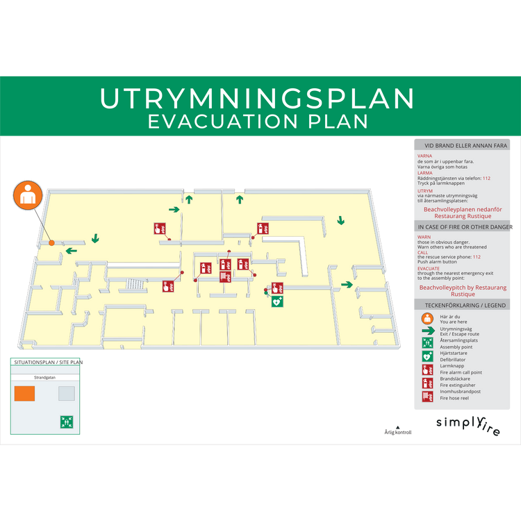 Utrymningsplan 2D / 3D, A3, 1:a per våningsplan